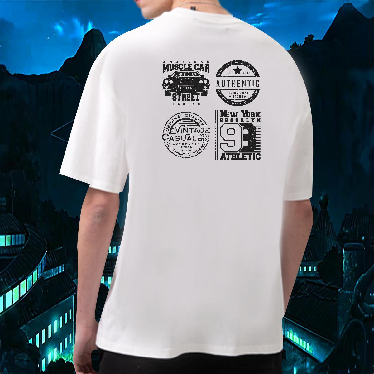 2024 Summer T Shirt For Man letter Polos 230g 100% Cotton Street wear Hip Hop Loose Fit Plus Size Custom Breathable Short Sleeve Men Tshirts