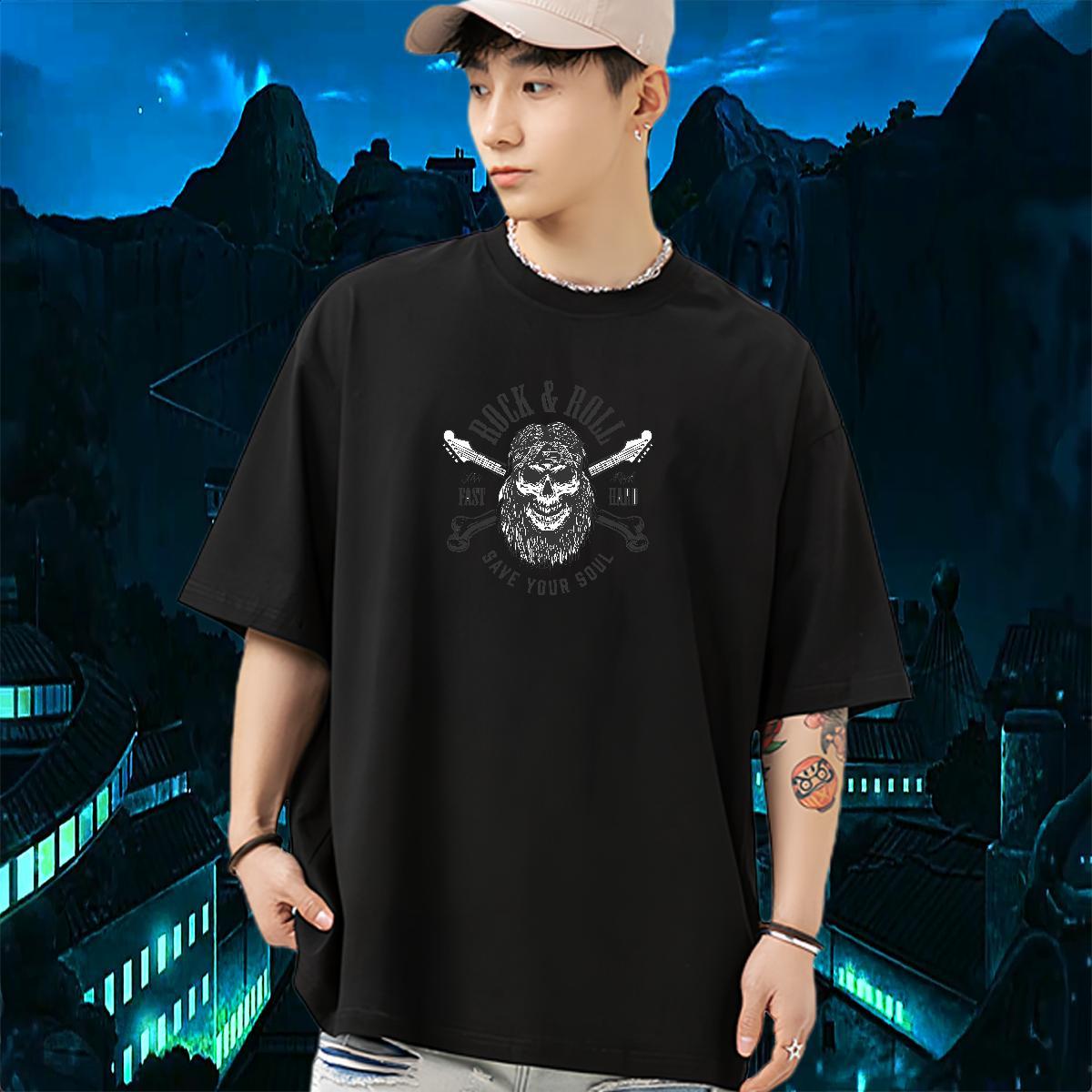 2024 Designer Mens T Shirts skull Tops Tees 230g Cotton Street Classic Anime Print Round Neck Short Sleeve Couples T Shirts