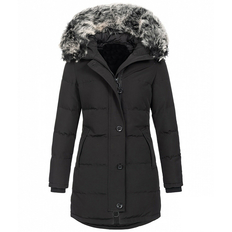 2022 Winter Women's Hooded Sleeve Warm Zipper Cotton Clothes Overcoming the Long Coat Style H87#128