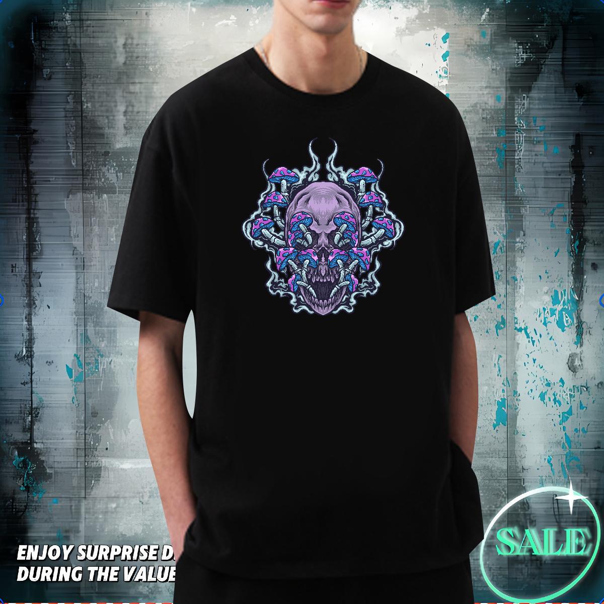 Fashion Design Mens T Shirts skull Top Tees 230g Pure Cotton Beach Free Shipping Anime Print O Neck Short Sleeves Couples T Shirts