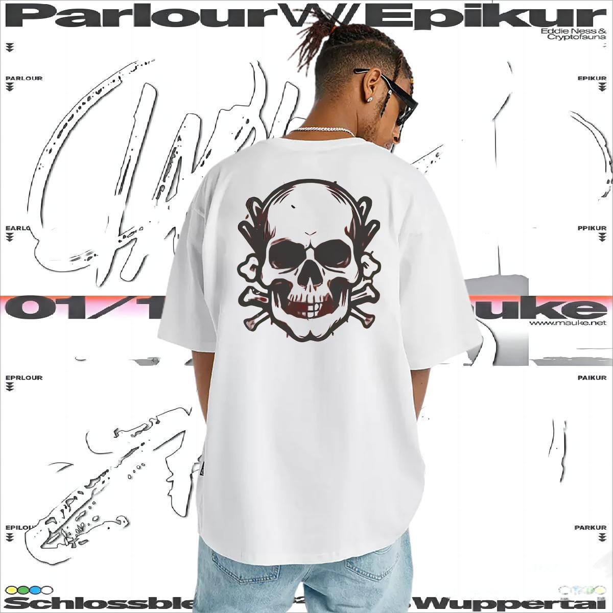 Stylist Men T Shirts skull Tops 230g Cotton Outdoor Loose Fit Customized O Neck Short Sleeves Tshirt for Man Woman
