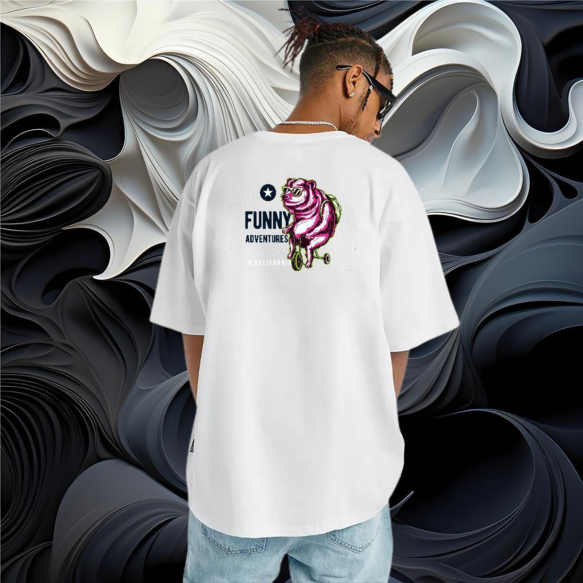 DIY Customized T-Shirts for Men ET Wear 230g Cotton Casual Beach Loose Fit Floral Print Short Sleeve O-Neck Men Clothes T-Shirt