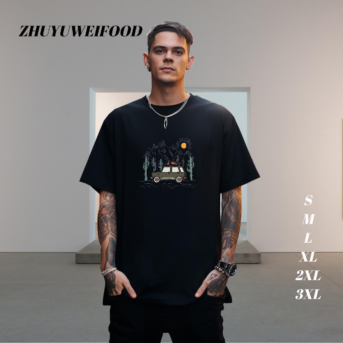 New T Shirt For Man car Tees 230g 100% Cotton Home Outdoor Popular Plus Size Custom Breathable Men Tops Tees