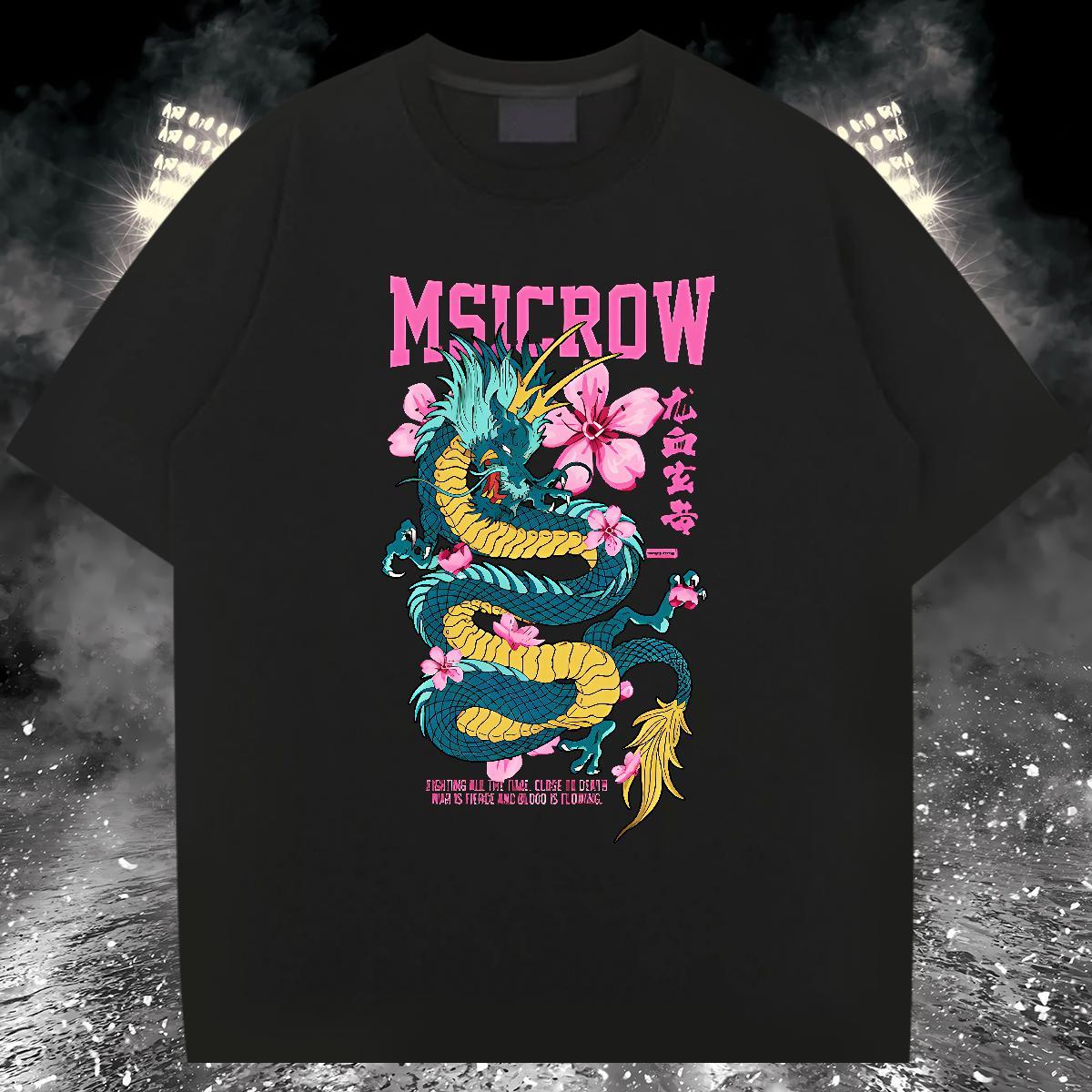 Designer Fashion T Shirts Men dragon Tees Shirts 230g Pure Cotton Spring Summer Cool Design White Plus Size O-Neck Short Sleeve Men Tops Tees