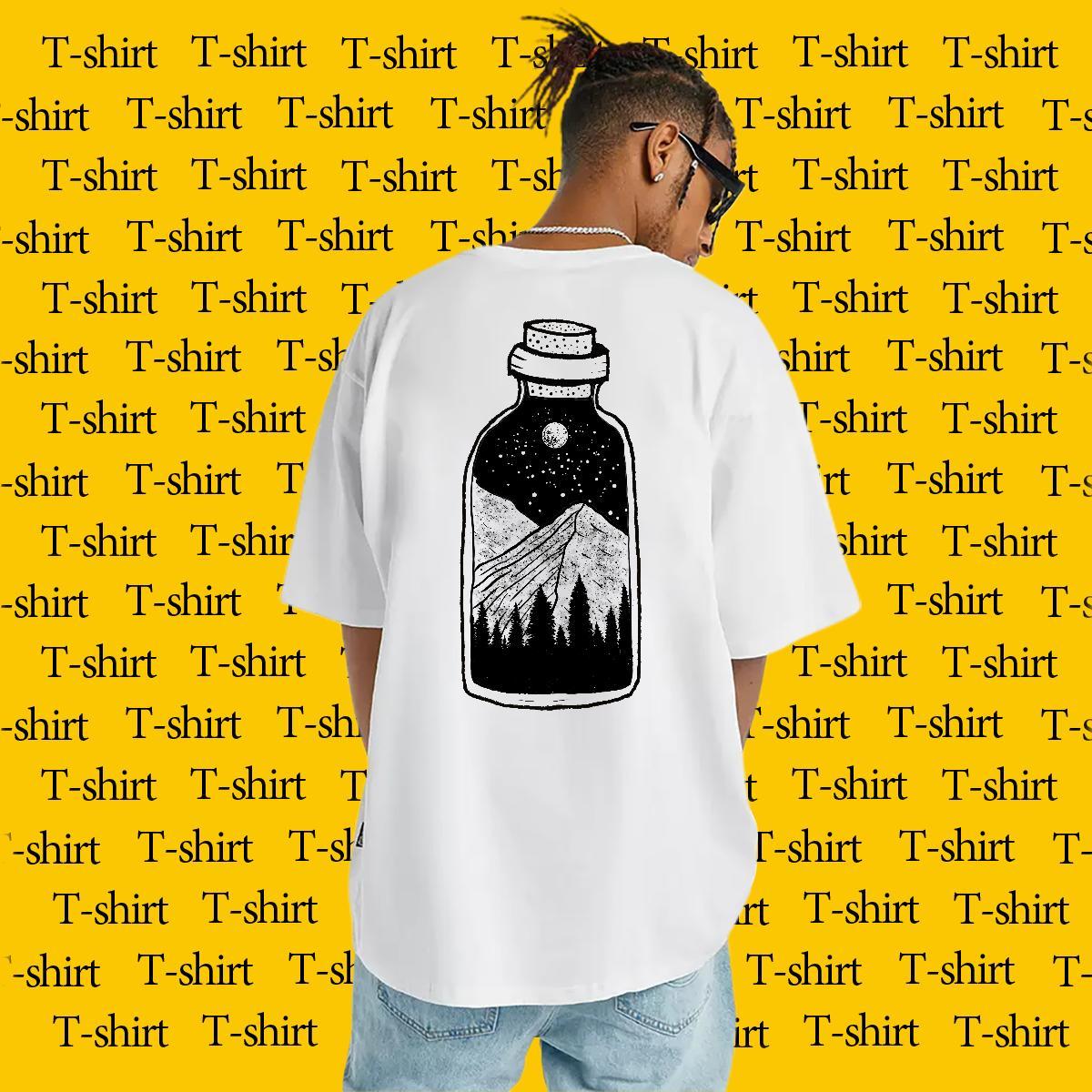 DIY Customized Man T Shirts mountains Tees 100% Cotton 230g Anime Printing Street Designer Black White Breathable Crew Neck Men Tops Tees