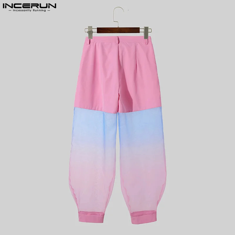 INCERUN American Style Trousers Men Fashion Fake Twopiece Tie Dyed Pants Casual Streetwear Personality Pantalons S5XL 240806