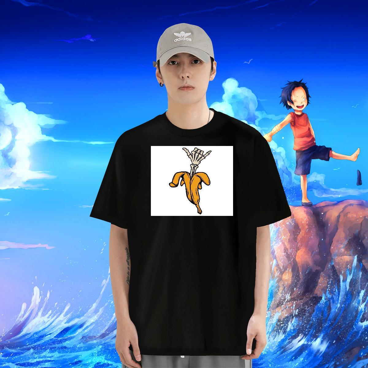 2024 Summer T Shirt For Man skull Tops Shirt 230g 100% Cotton Daily Wear Loose Anime Print Breathable Short Sleeve Couples T Shirts