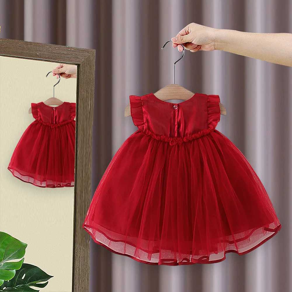 6M-3T Girl Princess Dress Summer Girl Dress Childrens Dress Preschool Girl Dress Red Adoption DressW240720