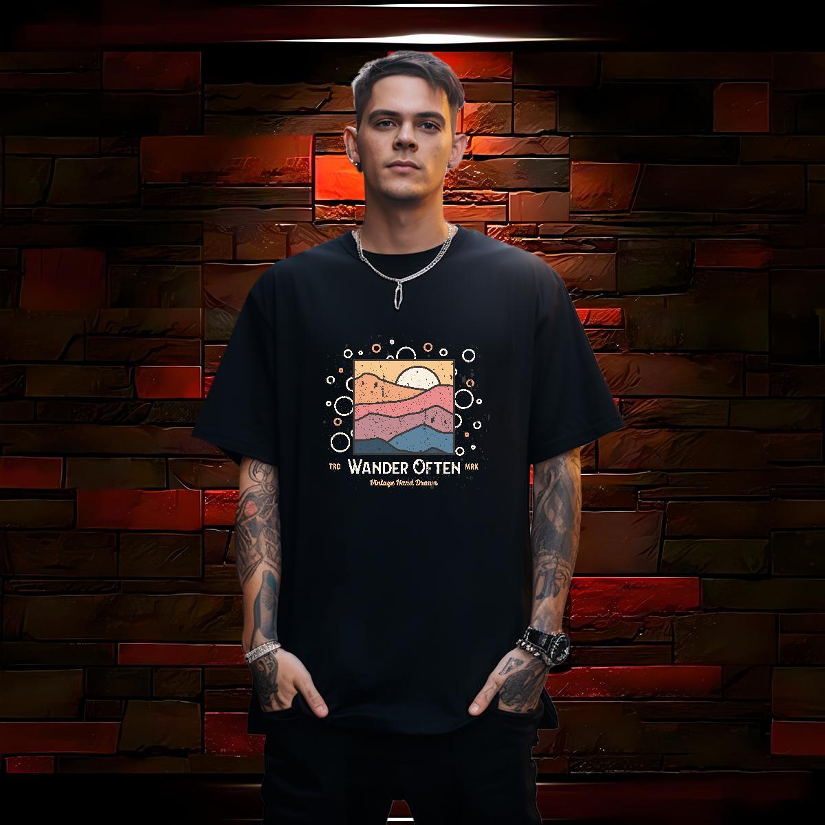DIY T Shirts Men sky Top Tees 230g Cotton Hip Hop Street Classic Custom Printed Short Sleeve Soft Tshirt for Man Woman