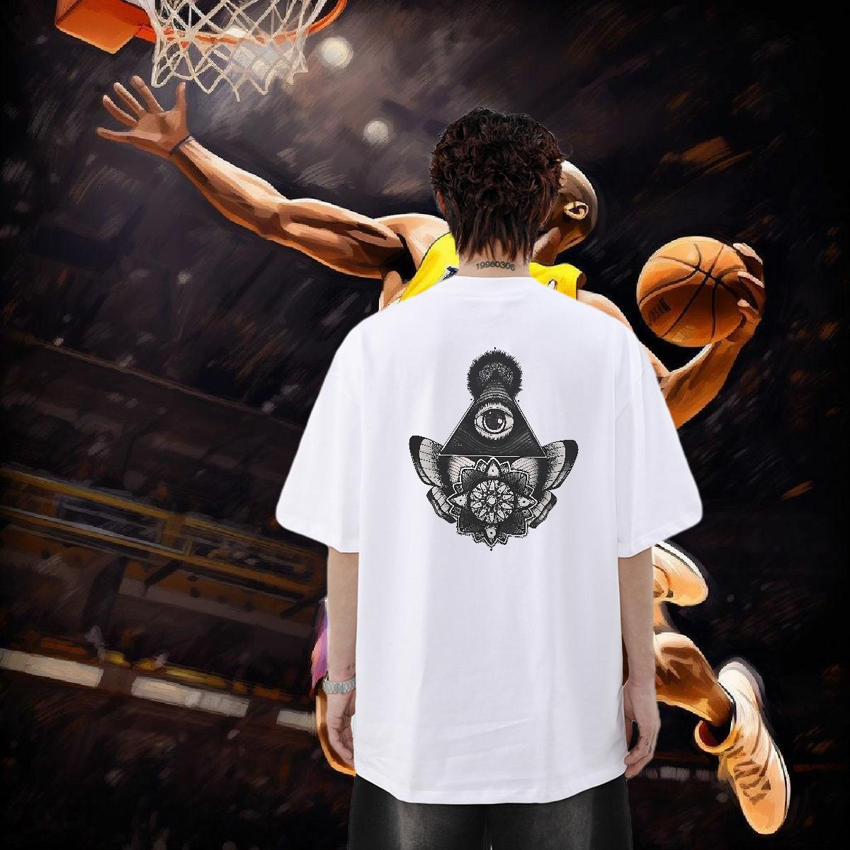 Classic Casual T Shirts Men eye of the devil Tops Shirt 100% Cotton 230g Street Unisex DIY Crew Neck Breathable Men Tees