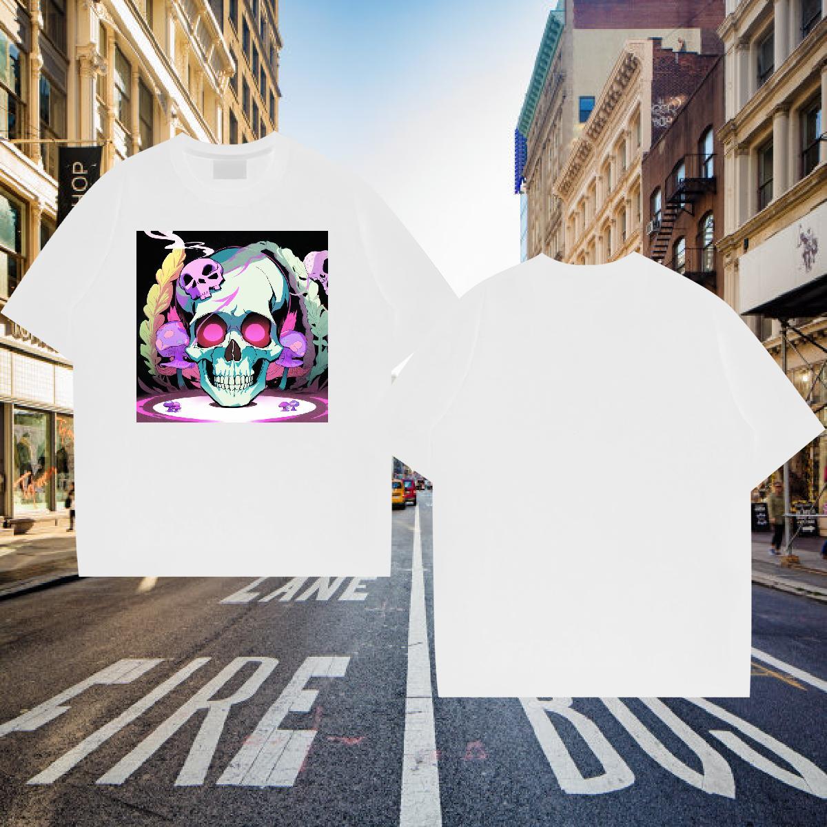 Wholesale T Shirt For Man skull Tees Shirts 100% Cotton 230g Casual TOP Quality Plus Size Cartoon Round Neck Short Sleeve Men Tees