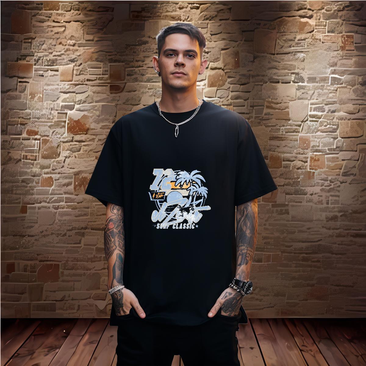 Brand Men T Shirts beach Tops 230g 100% Cotton Sports Casual Unisex DIY Printed Breathable Short Sleeve Men Clothes T-Shirt