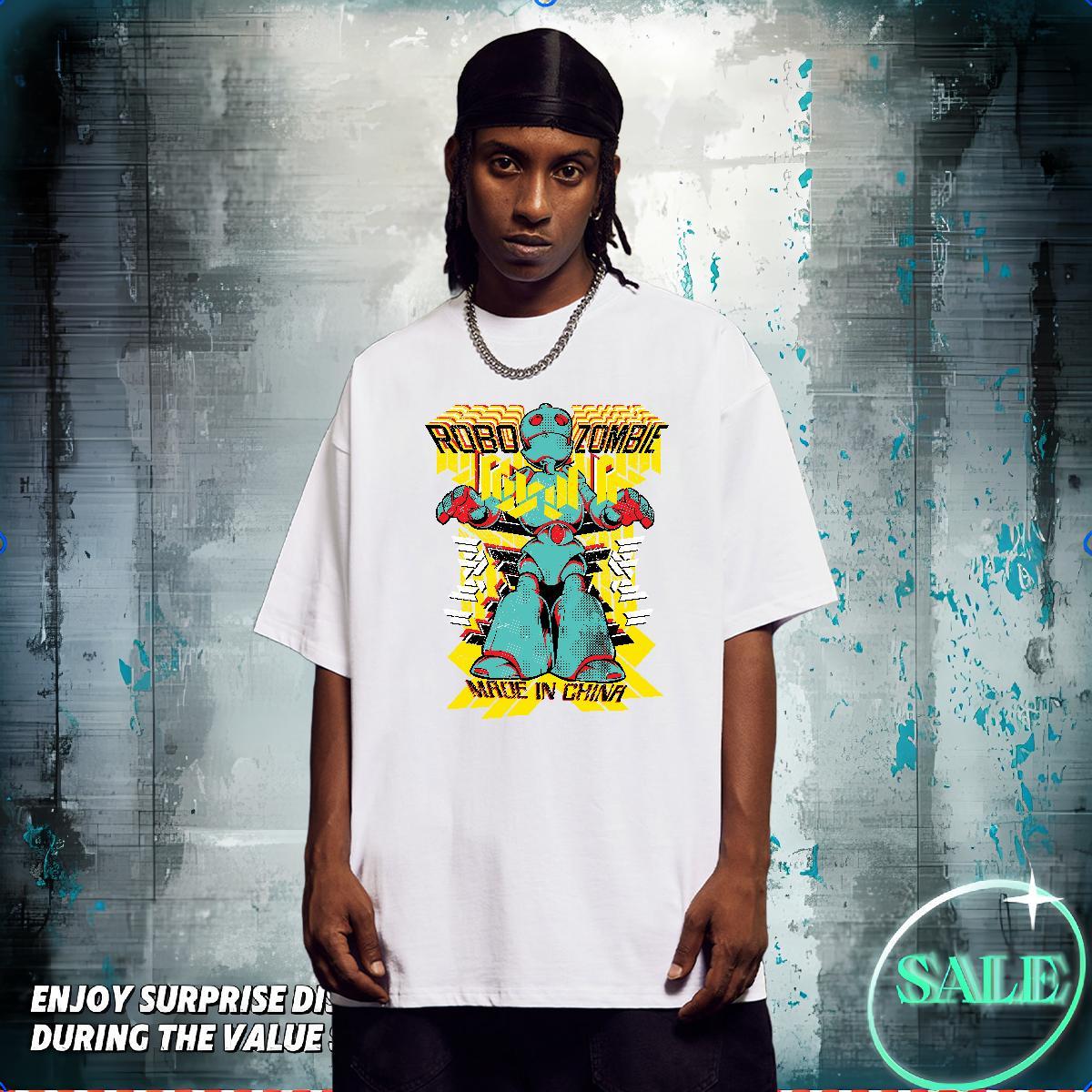 DIY Man T Shirts ET Tops Shirt 230g Cotton Anime Printing Street Popular Graphic Pure Cotton Tshirt for Man Woman