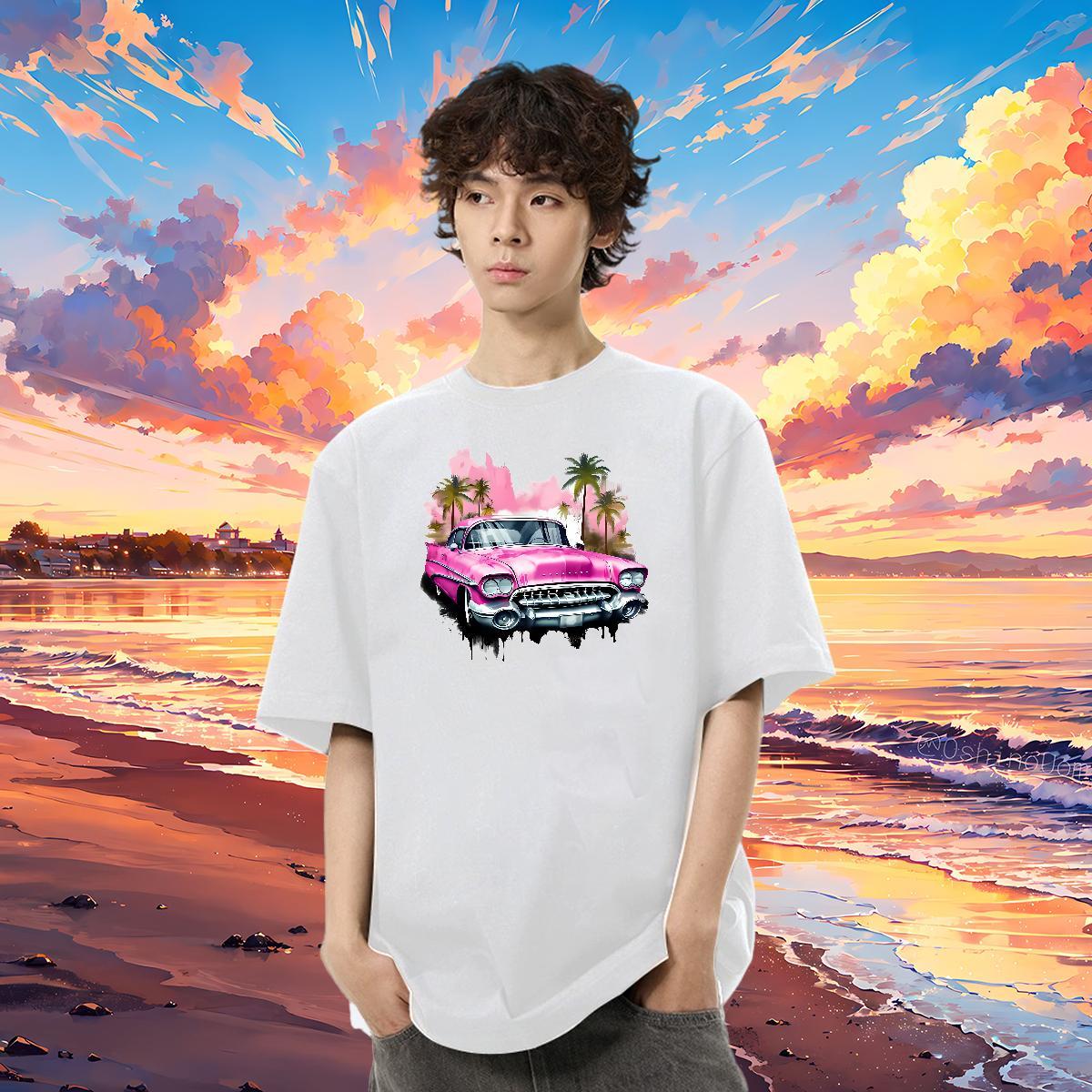 Fashion Casual Men T Shirts car Tops Tees 230g Cotton Hip Hop Street Cool Design DIY Printed O-Neck Short Sleeve Mens Tshirts