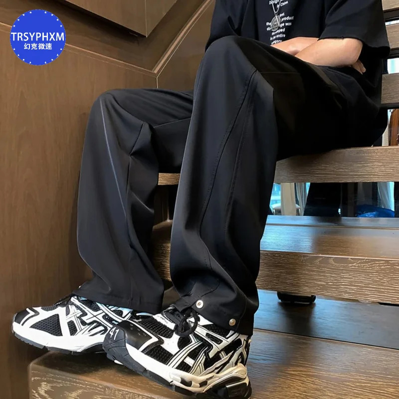 TRSYPHXM 731 American brown straight leg pants for men casual retro washed teenagers long 240806