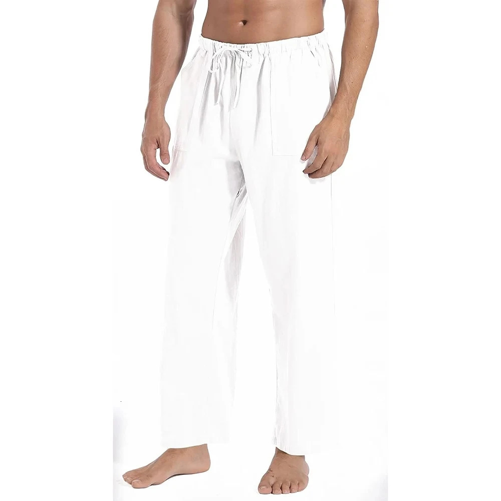 King Billion Large Size Pants Men Straight Cotton Linen Trousers Long Loose Casual Baggy Arrival 240806
