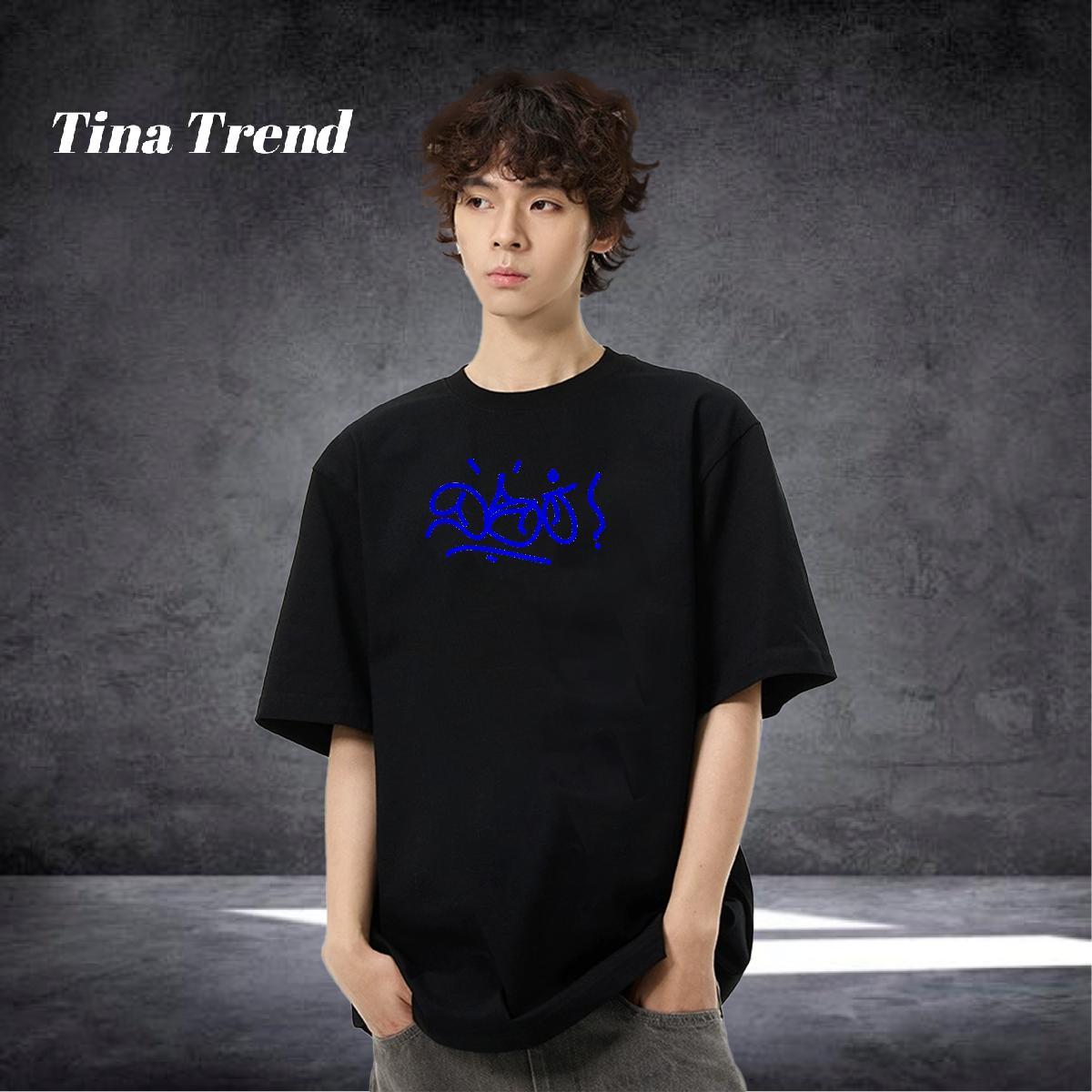 Casual New T Shirts Men letter Tops Tees 230g 100% Cotton Casual Daily Wear Unisex DIY Printed Breathable Short Sleeve Men Tshirts