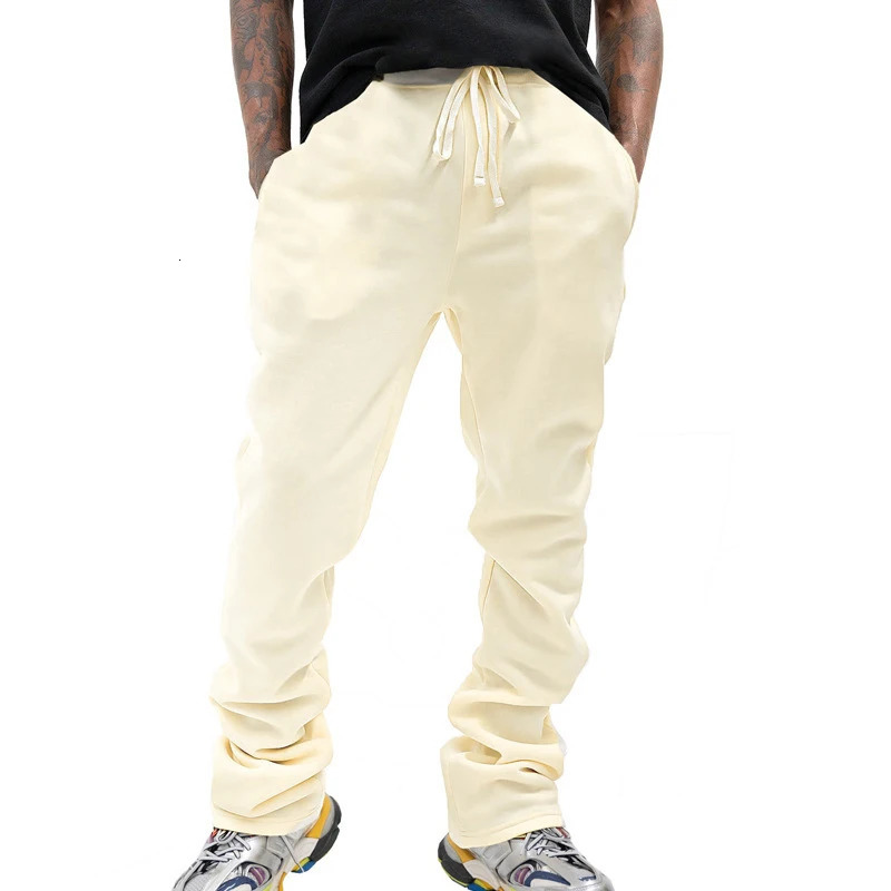 Spring Autumn Casual Pants Mens Streetwear Vintage Laceup Drawstring Solid Color Sweatpants Men Stylish 240806