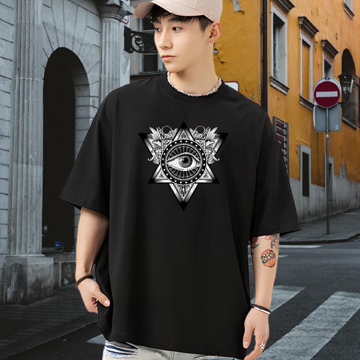 Stylist T-Shirts eye of the devil Tshirts 230g Pure Cotton Hip Hop Soft Custom Anime Short Sleeve Soft Couples T Shirts