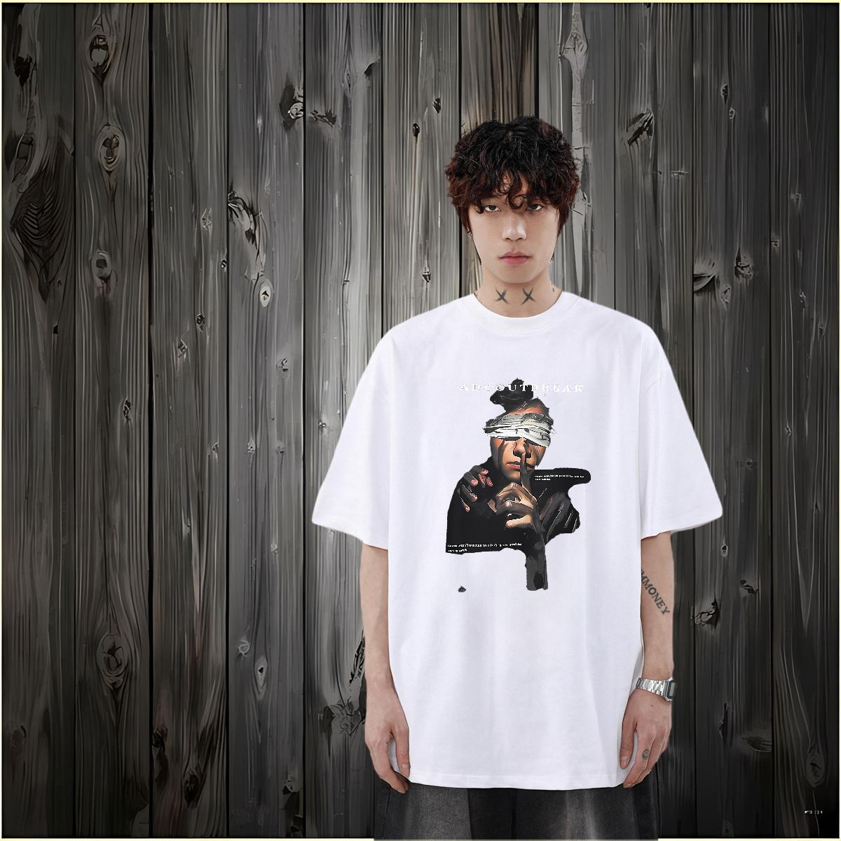 New Arrival Men T Shirts portrait Top Tees 230g Cotton Hip Hop Street Popular Plus Size Custom Breathable Soft Couples T Shirts