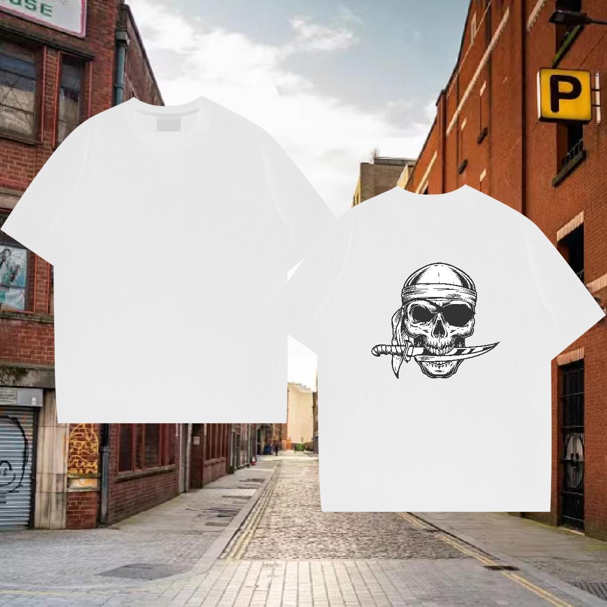 Customized Man T Shirts skull Tee Shirt 230g Pure Cotton Street Wear Unisex Skull Short Sleeve O-Neck Tshirt for Man Woman