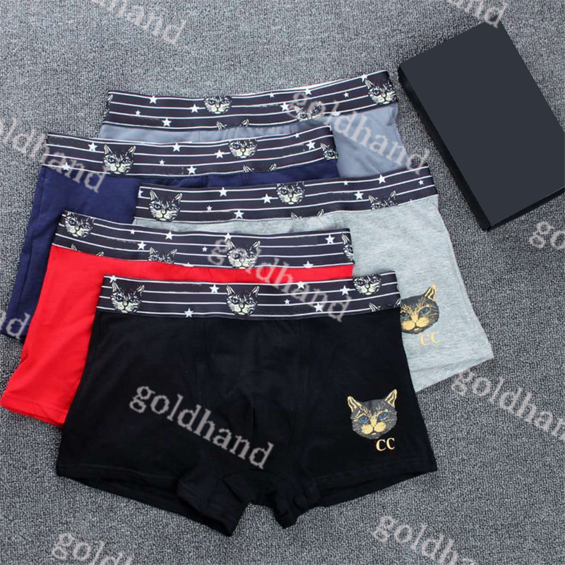 Fashion Mens Casual Underpants Designer Solid Color Boxers Cotton Breathable Sexy Underwear 4pcs/Lot