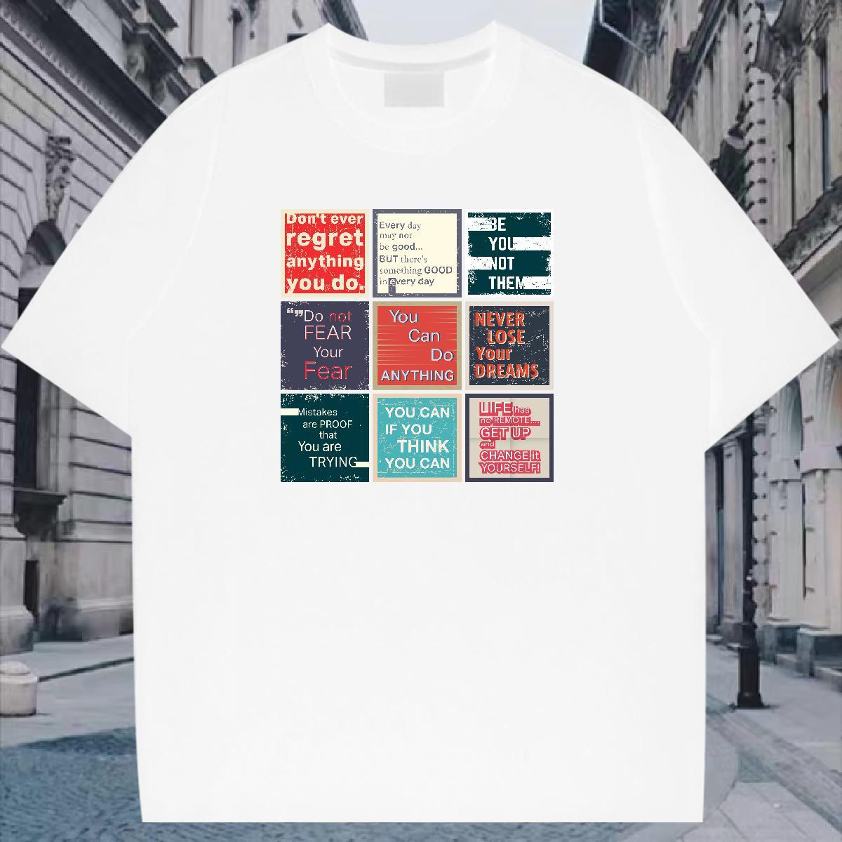 Classic Men T Shirts letter Wear 230g Pure Cotton Daily Wear Loose Oversized Round Neck Short Sleeve Men Tops Tees