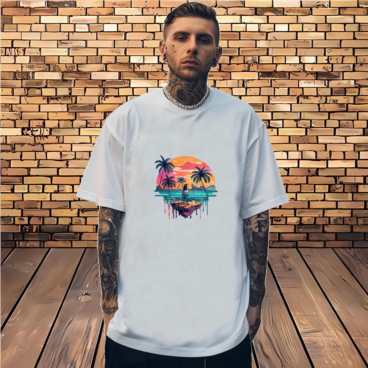 New Designer Man T Shirts beach Tees 230g 100% Cotton Street Wear Loose Fit DIY Pure Cotton Couples T Shirts