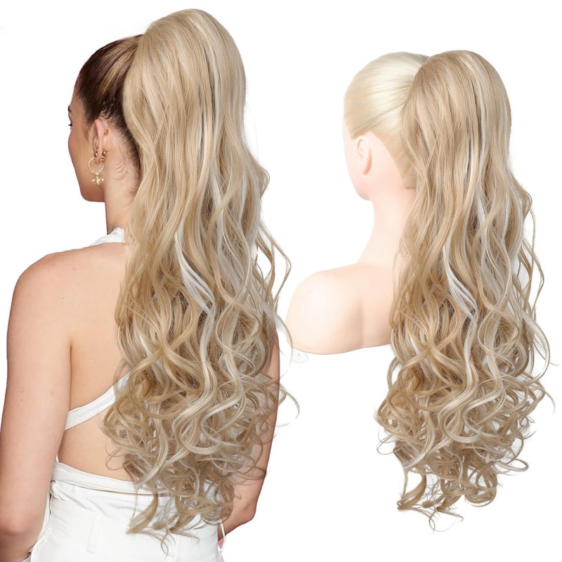 Ponytails Synthetic Hair Drawstring Ponytail Curly Wavy High Temperature Fiber 26inch Hair Extensions 4H27D# 8/33A# T2/1001#