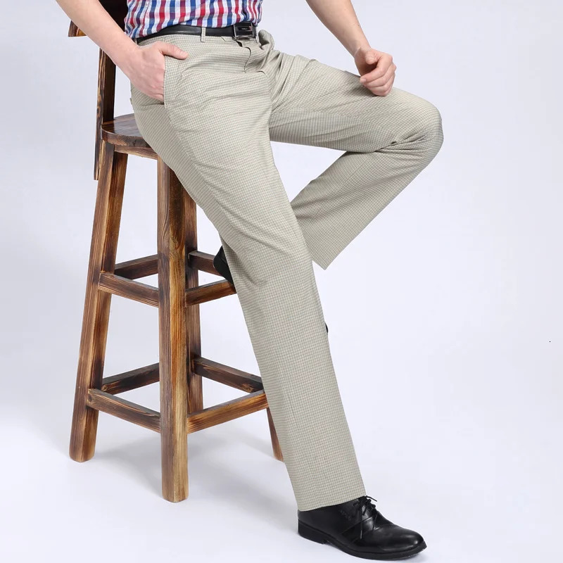 Pants Suit Men Length Classic Summer Grey Dress Trousers Office Business Male Big Size 44 42 40 240806