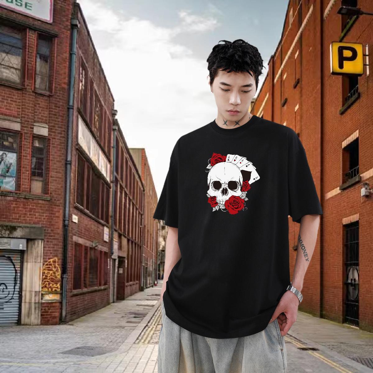 Factory Direct Men T Shirts skull Clothings 100% Cotton 230g Sport Comfortable DIY Anime Breathable Soft Mens Tshirts