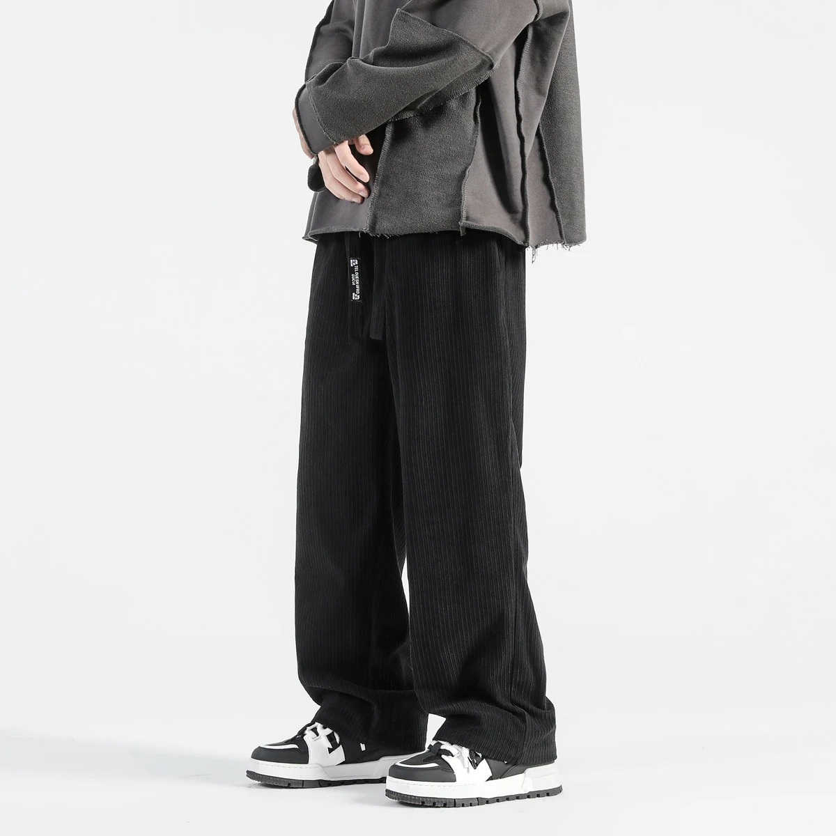 Men Casual Pants Loose Corduroy Straight Elastic Waist Sweatpants Fashion Streetwear Sports Jogger Trousers 240806