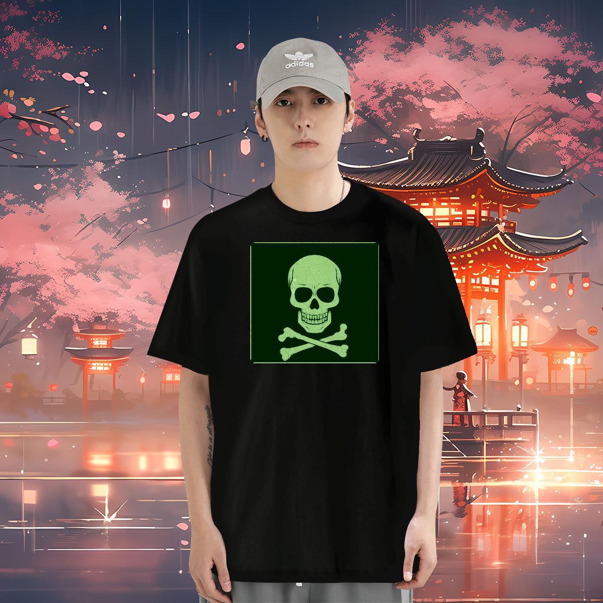 DIY Customized T Shirts Men skull Wear 230g Cotton High Street Hip Hop Designer Custom Cartoon Breathable Couples T Shirts