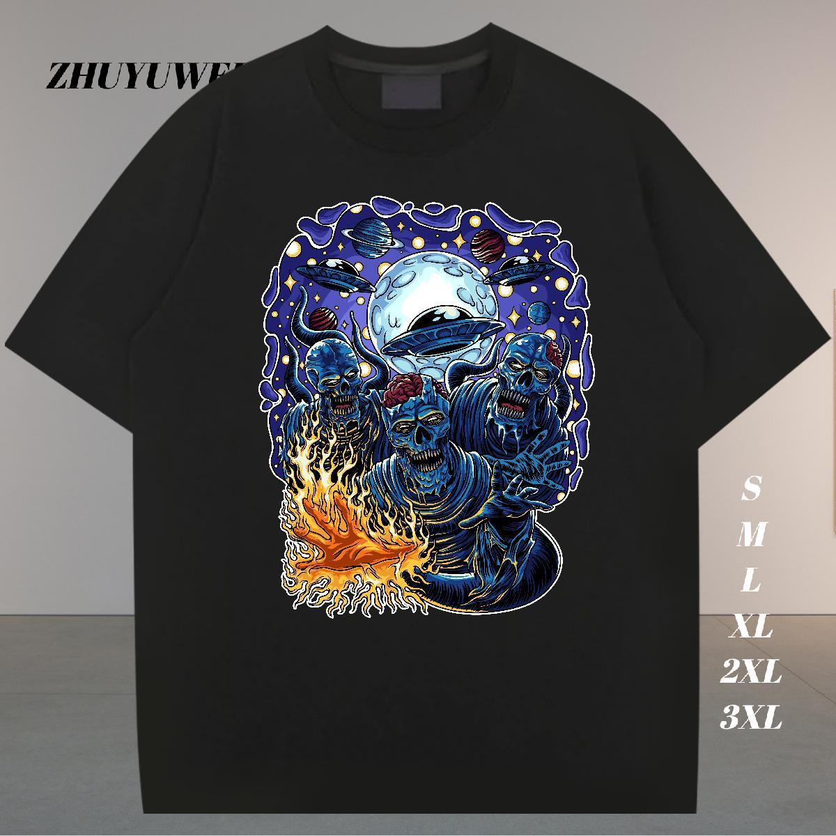 Classic Casual T shirt ET Tees 230g Pure Cotton Hip Hop Street High Quality Black White Breathable Men Clothes T-Shirt