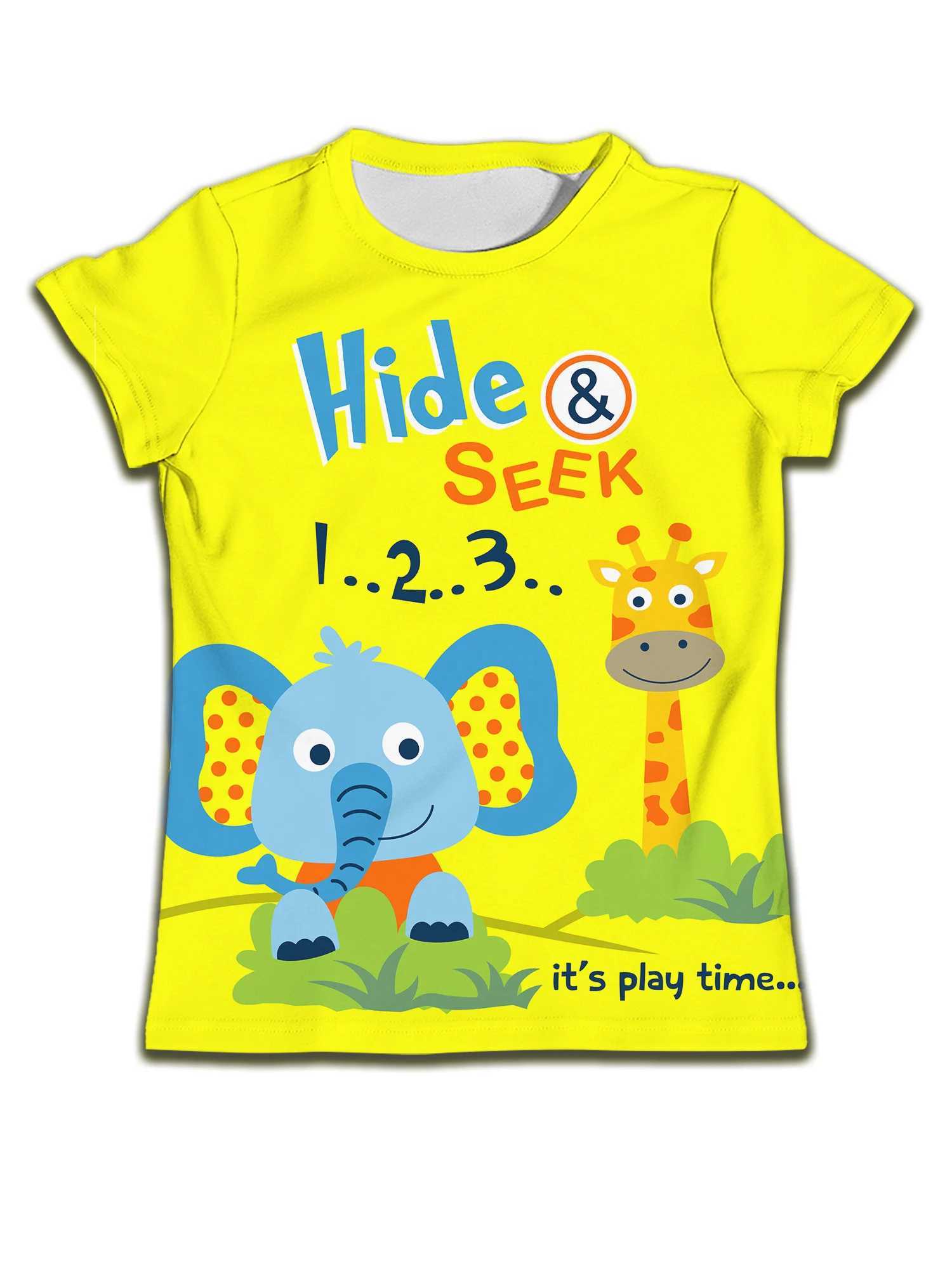 Clothing childrens girls T-shirts childrens printed short sleeved T-shirts cartoons childrens clothing boys clothing boys topsW240718
