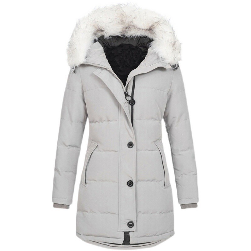 2022 Winter Women's Hooded Sleeve Warm Zipper Cotton Clothes Overcoming the Long Coat Style H87#128