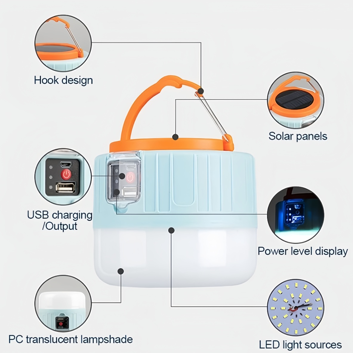 Emergency Solar Bubble Lanterns - Portable USB Rechargeable Lighting for Campsites & Markets