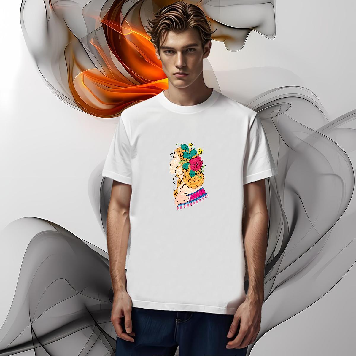 Customized T-Shirts for Men portrait Top Tees 230g 100% Cotton Outdoor Free Shipping Cartoon Printing L-4XL Breathable Short Sleeve Tshirt for Man Wom