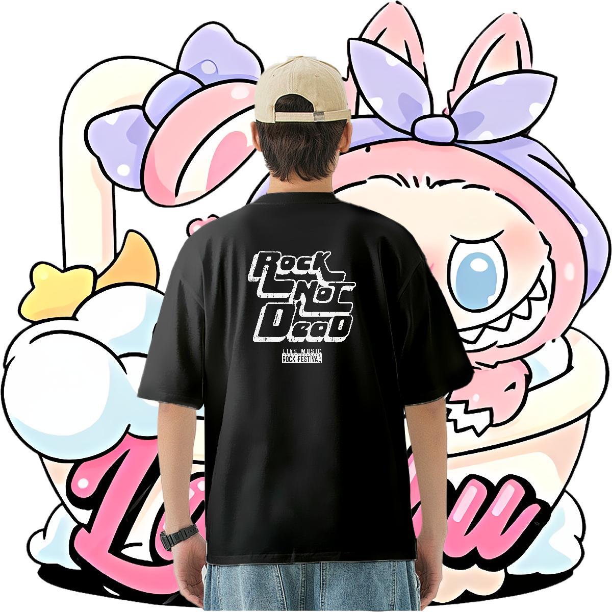 Factory Direct Men T Shirts letter Tops Shirt 100% Cotton 230g Anime Printing Street Free Shipping Customized Breathable Crew Neck Men Tshirts