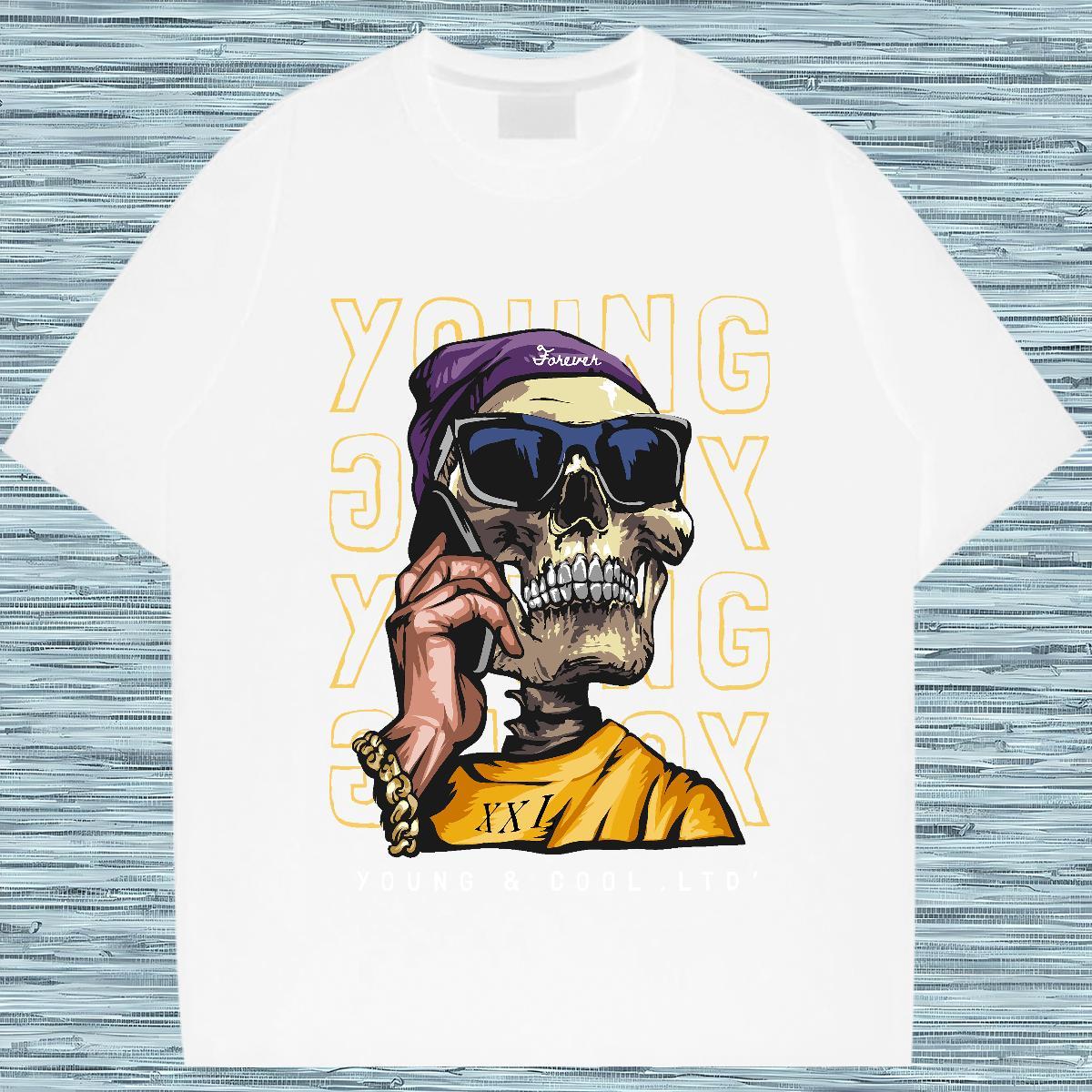 Factory Direct T Shirts Men skull Tees Shirts 100% Cotton 230g Sport Loose Fit Oversized Crew Neck Men Tshirts
