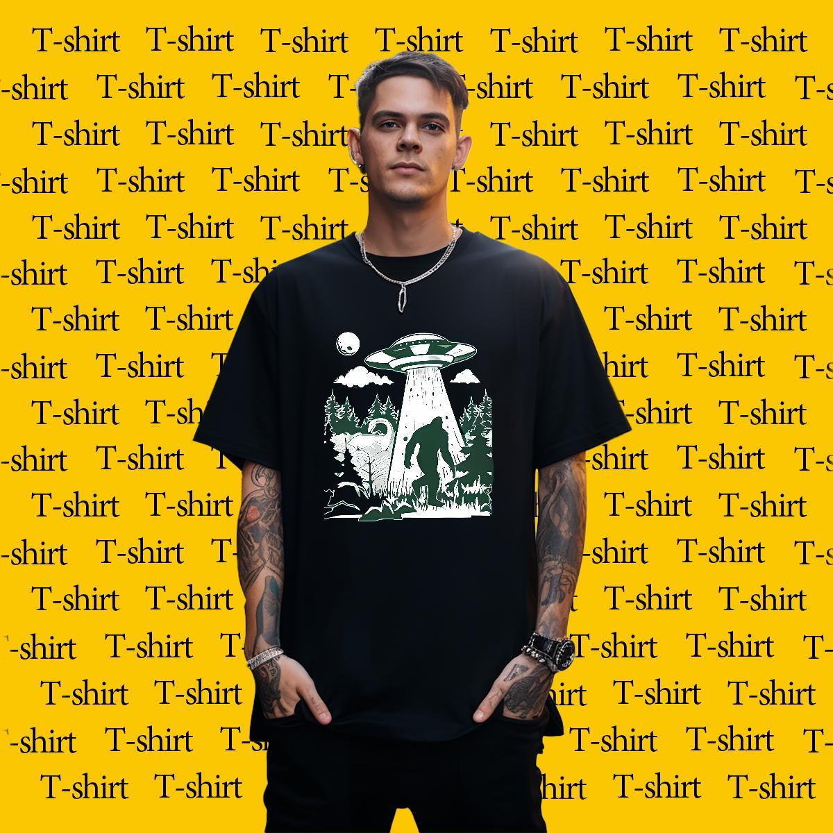 Factory Direct Men T Shirts flying saucer Tops 230g 100% Cotton Summer Casual TOP Quality Oversized 3XL 4XL Breathable Crew Neck Tshirt for Man Woman