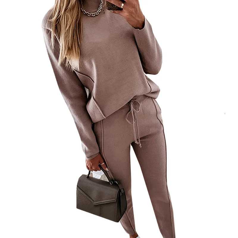 Autumn Women Tracksuit Sweatshirt Drawstring Pants Suit Female Fashion Ladies Casual Loose Long Sleeve Pullover Sports Set 240807
