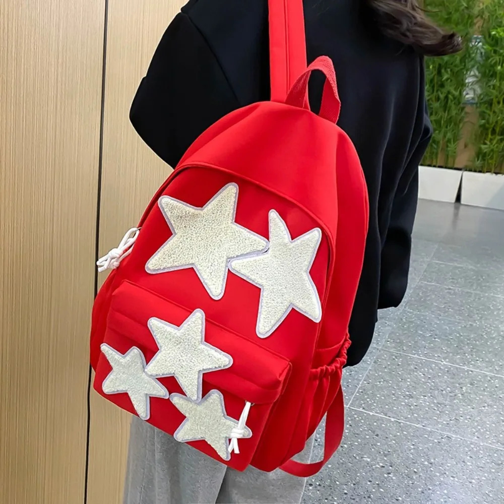 Fashion star backpack for women waterproof nylon canvas teenagers large capacity student travel bag 240807