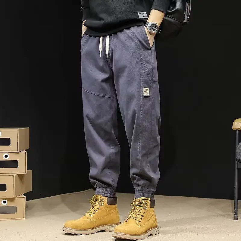 Mens Patch Pocket Fashion Cargo Pants Loose Casual Harun Labor Protection Korean Version Wearresistant Trousers 240806