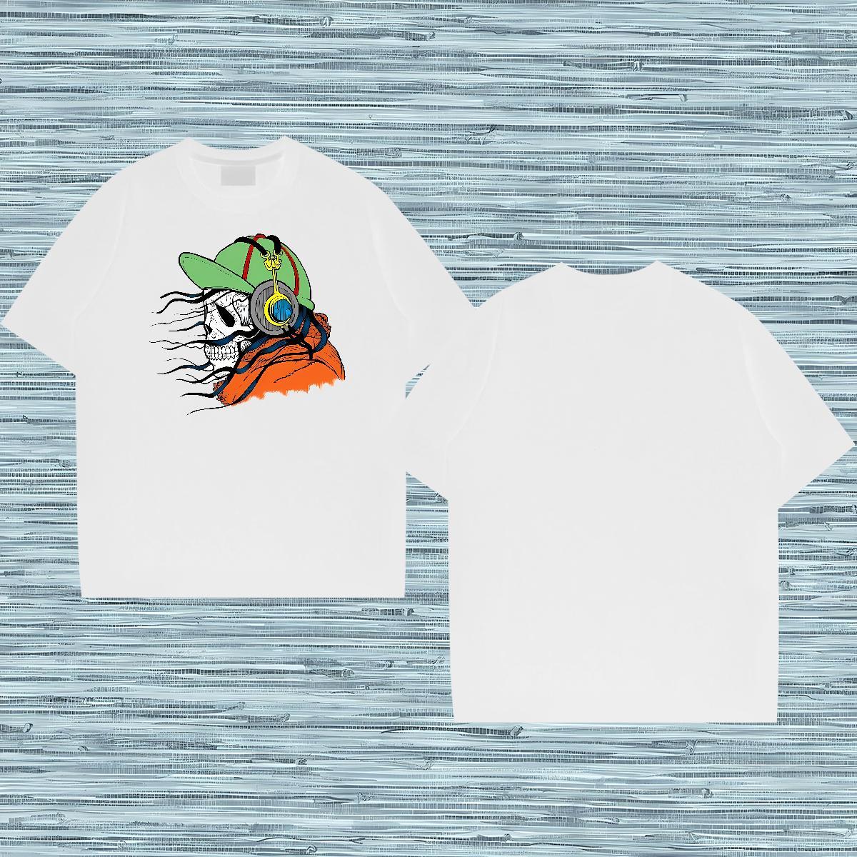 Casual New T Shirt For Man earphone Polos 230g Cotton Hip Hop Street Loose Fit Custom Big Size Breathable Soft Men Tshirts