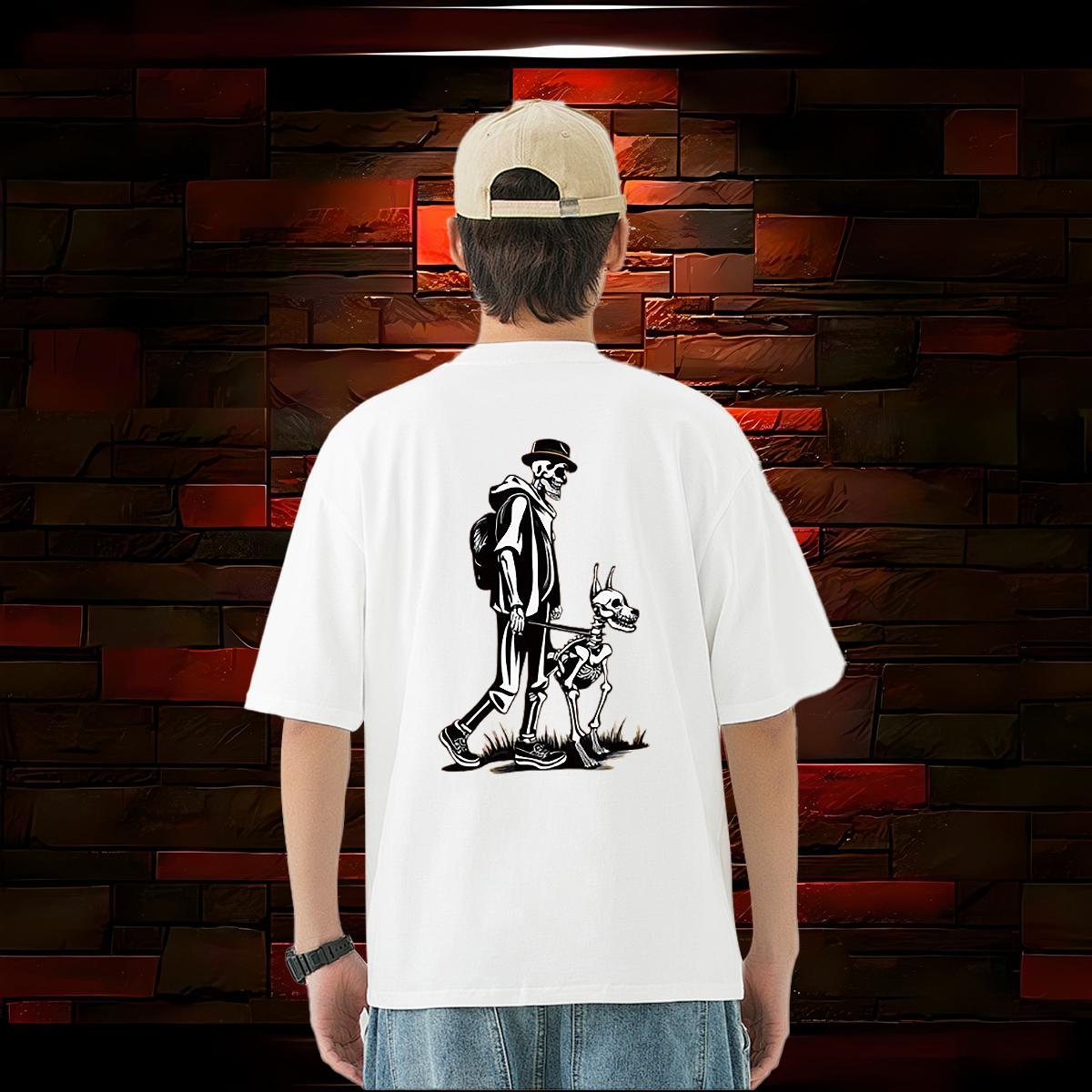 Free Shipping T Shirts Men skull Tees 230g 100% Cotton Casual Beach Cool Design Custom Printed Breathable Men Tshirts
