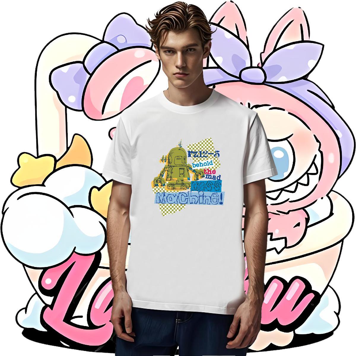 Stylist Mens T Shirts robot Top Tees 100% Cotton 230g Street wear Hip Hop Unisex Graphic Breathable Soft Men Clothes T-Shirt