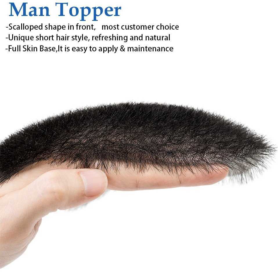 SEGO 1cm Mens Short Buzz Cut Hair Thin Skin Breathable Full PU Toupee Men Transparent Biological Scalp TopperM240806