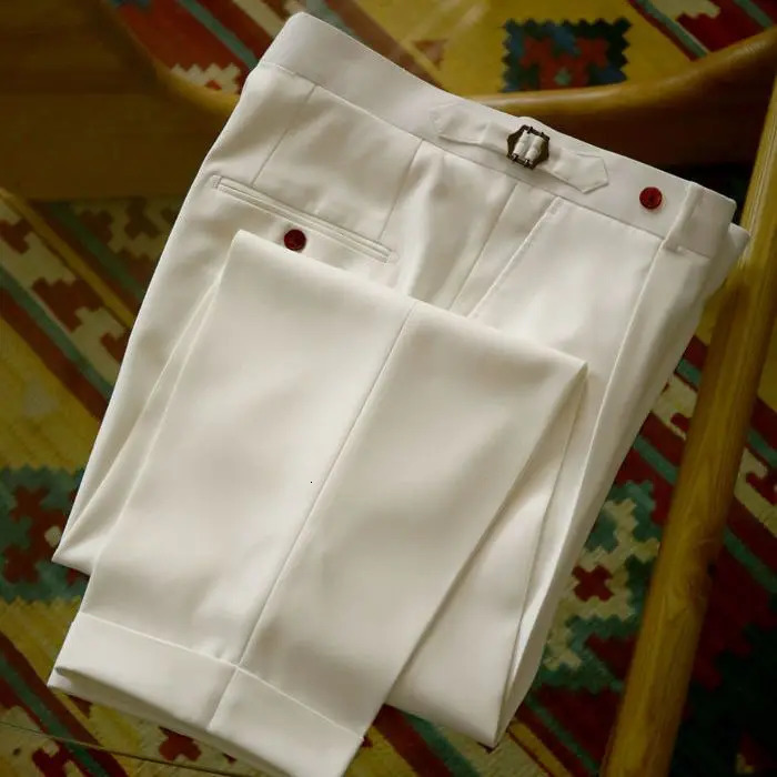 Spring Summer Mens Fashion Solid Color Suit Trousers Male High Waist Loose Pants Men Business Casual Formal W117 240806