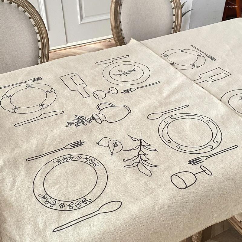 Table Cloth Creative Cotton And en Ins Style Personalized e Sketching Tablecloth Modern Picnic Tea Cover